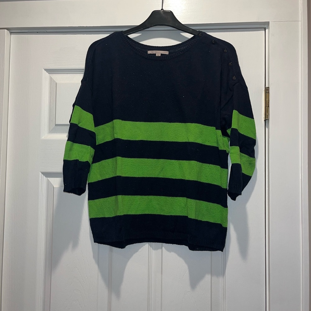 Navy and Green Striped Sweater